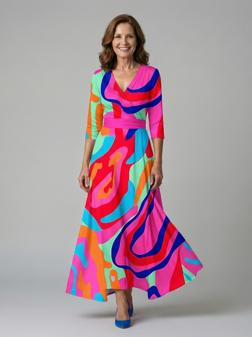 Joanna | Midi dress with cross-over neckline