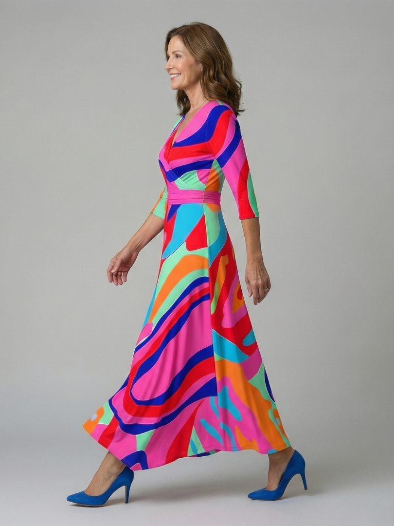 Joanna | Midi dress with cross-over neckline