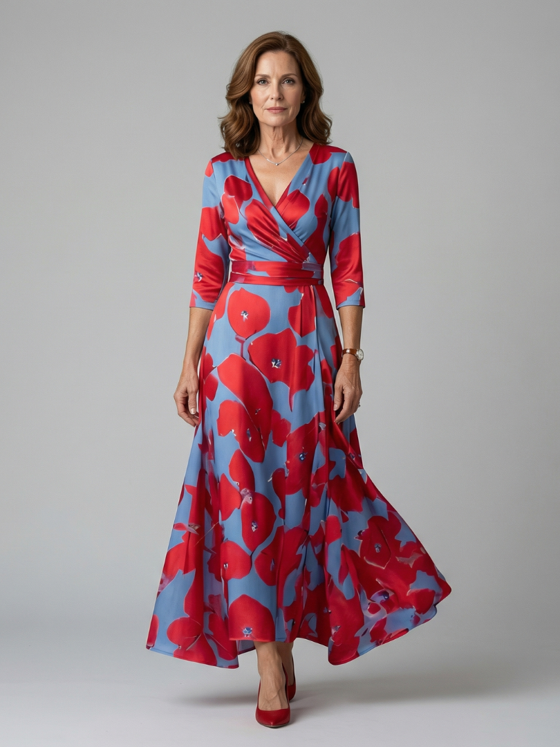 Joanna | Midi dress with cross-over neckline