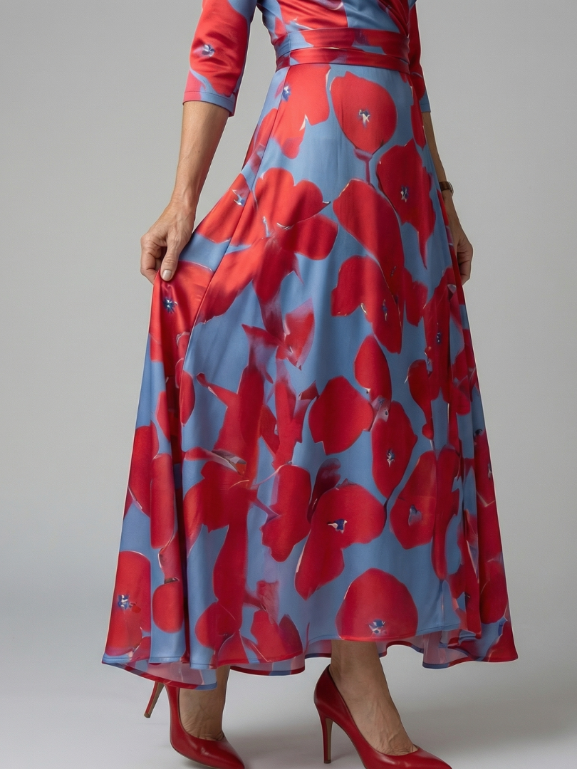 Joanna | Midi dress with cross-over neckline
