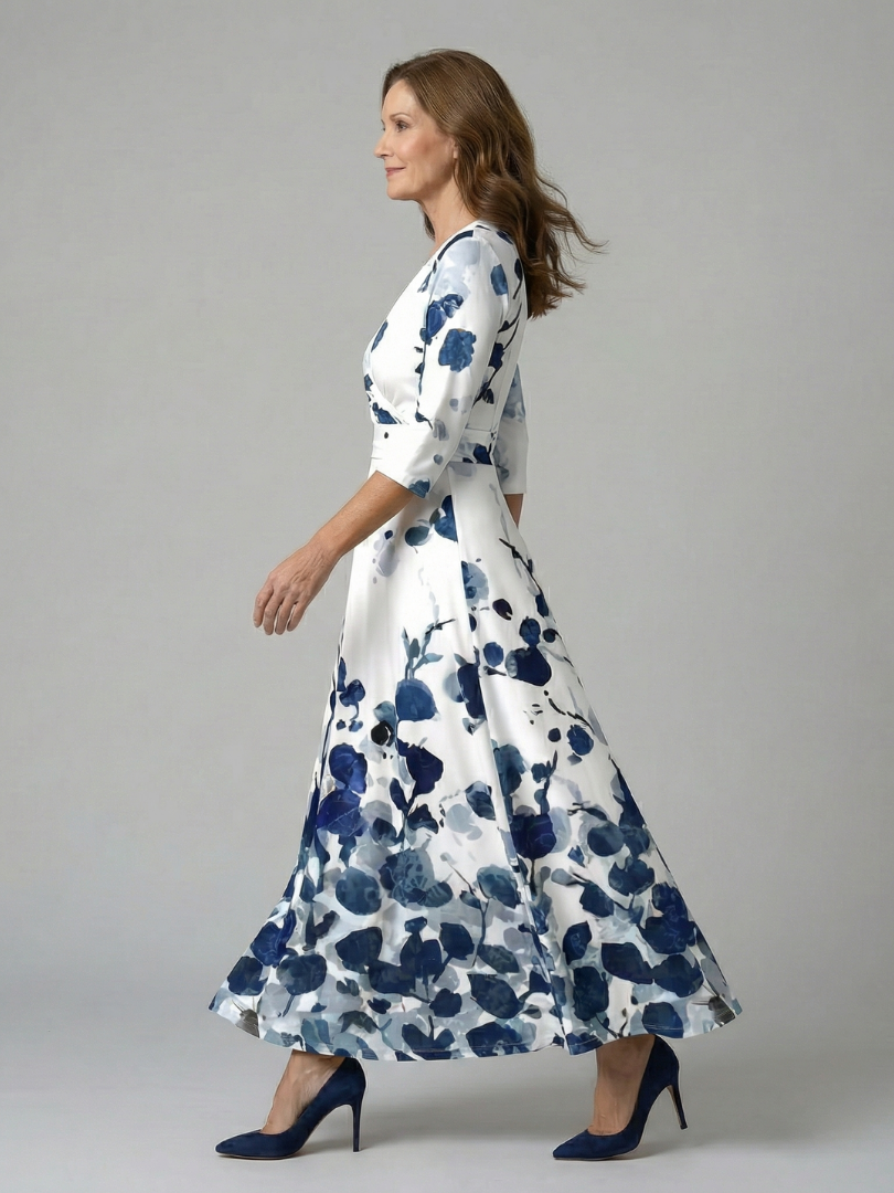 Joanna | Midi dress with cross-over neckline