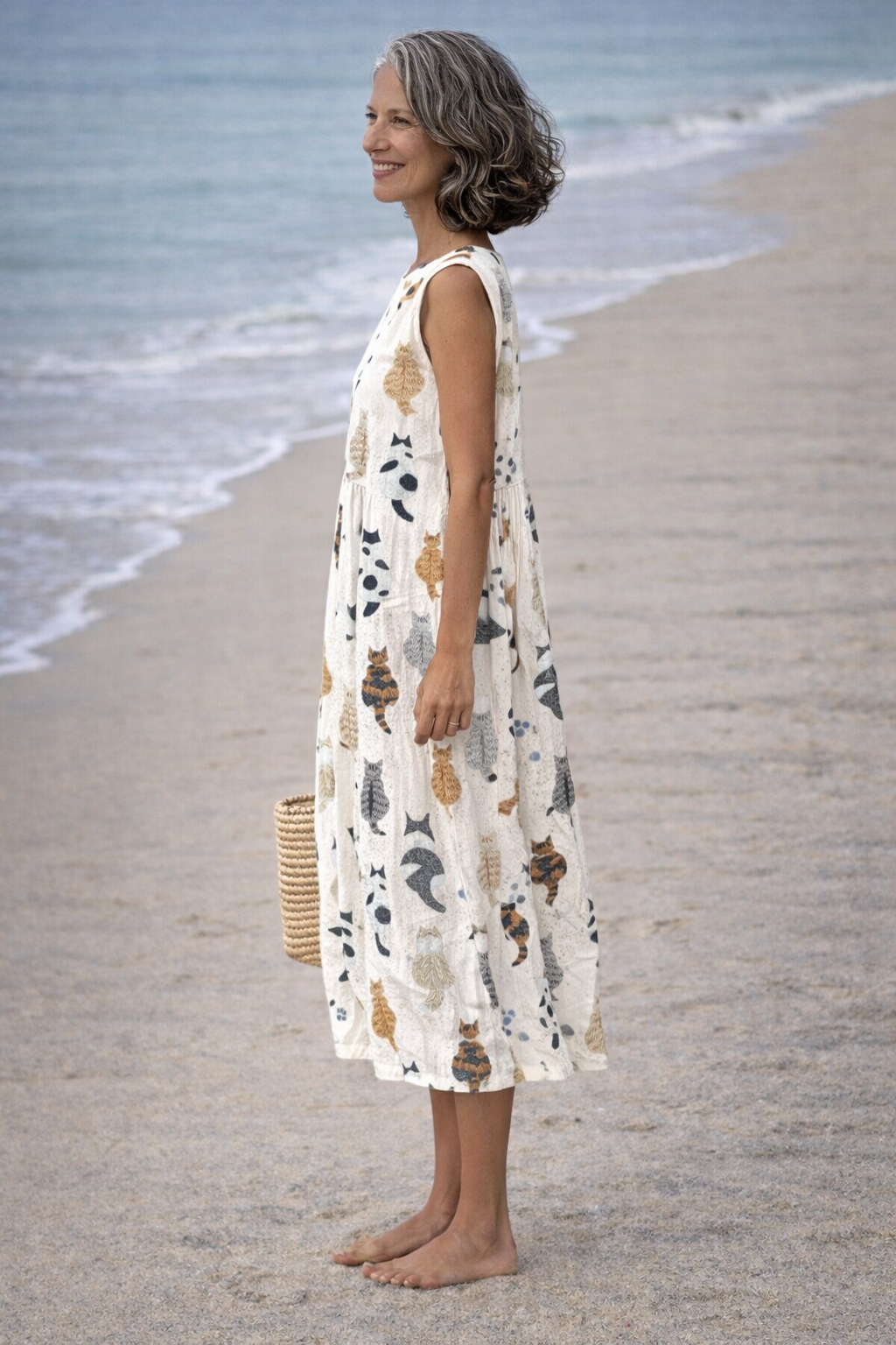 Alina | Midi dress with cat print