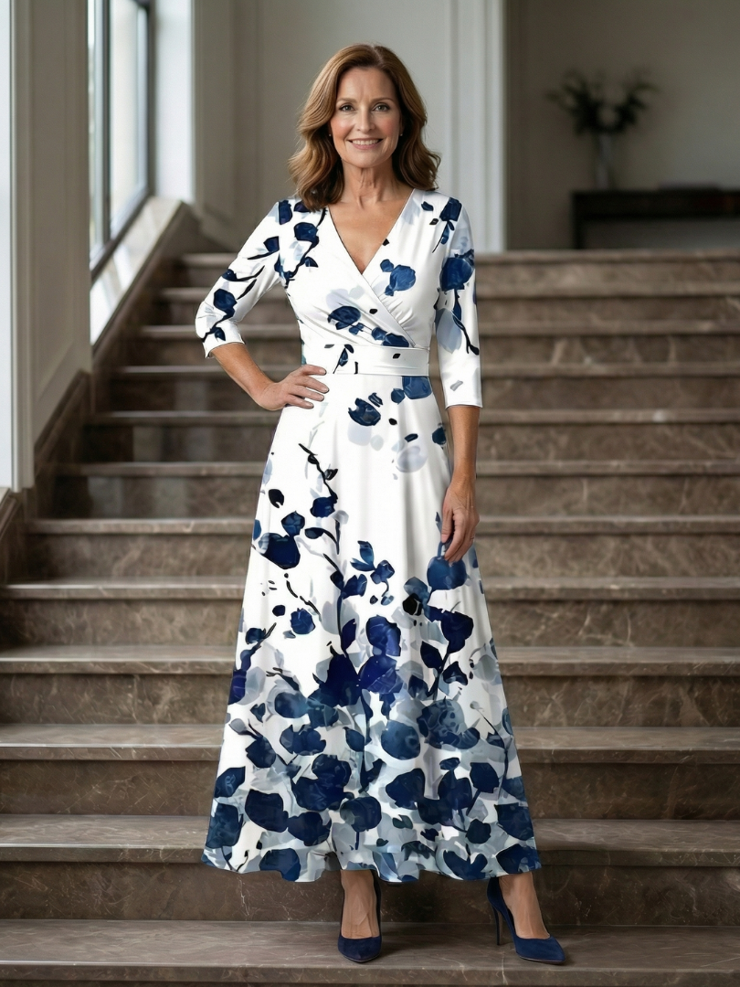 Joanna | Midi dress with cross-over neckline