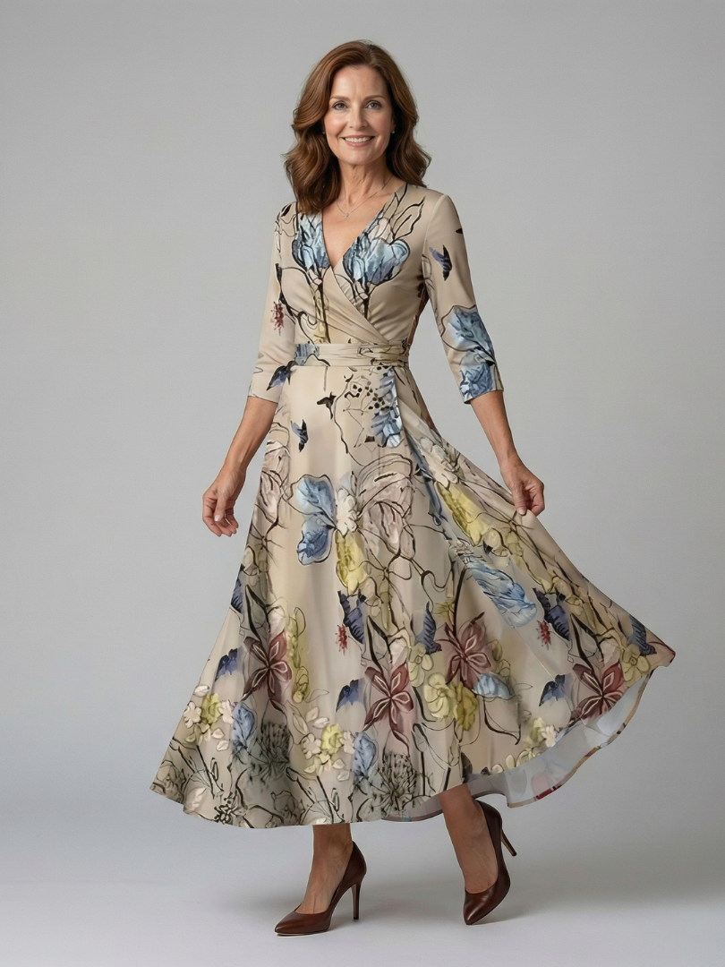 Joanna | Midi dress with cross-over neckline