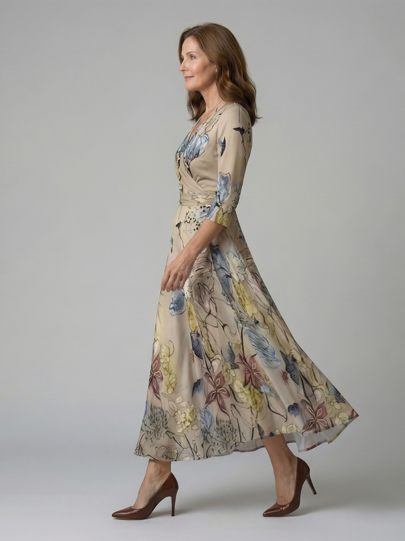 Joanna | Midi dress with cross-over neckline