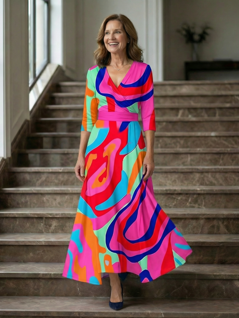 Joanna | Midi dress with cross-over neckline