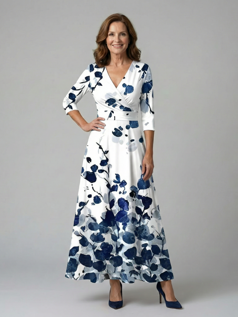 Joanna | Midi dress with cross-over neckline