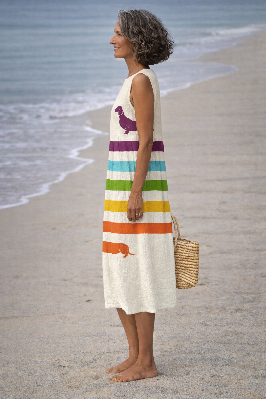 Andrea | Dachshund Print Midi Dress