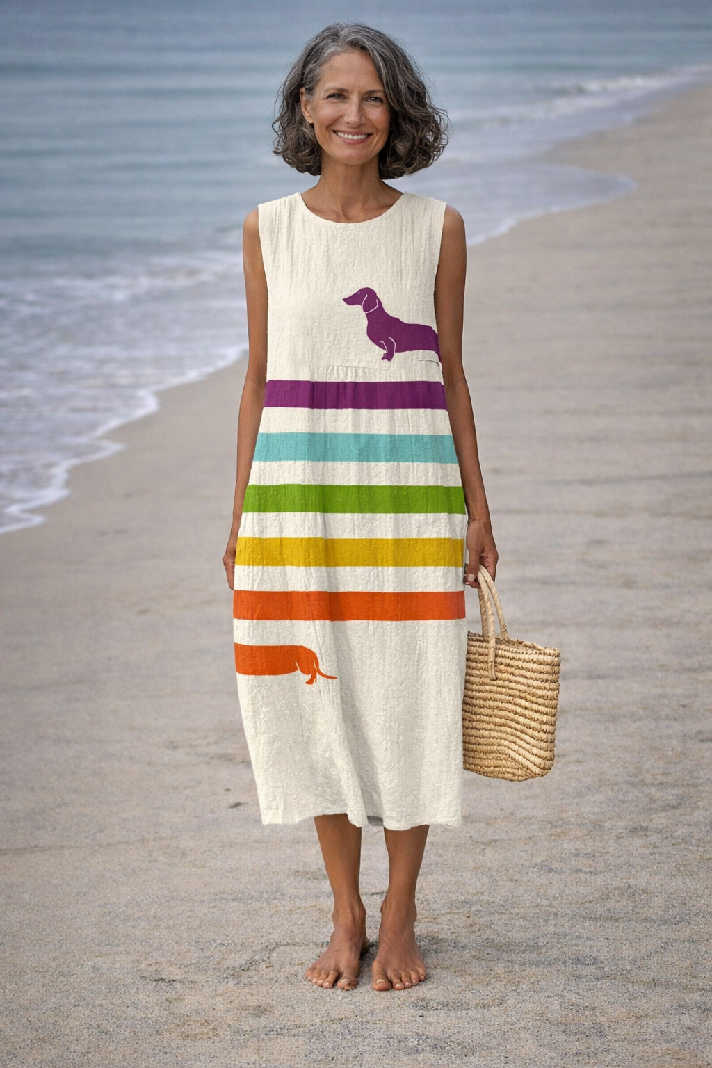 Andrea | Dachshund Print Midi Dress